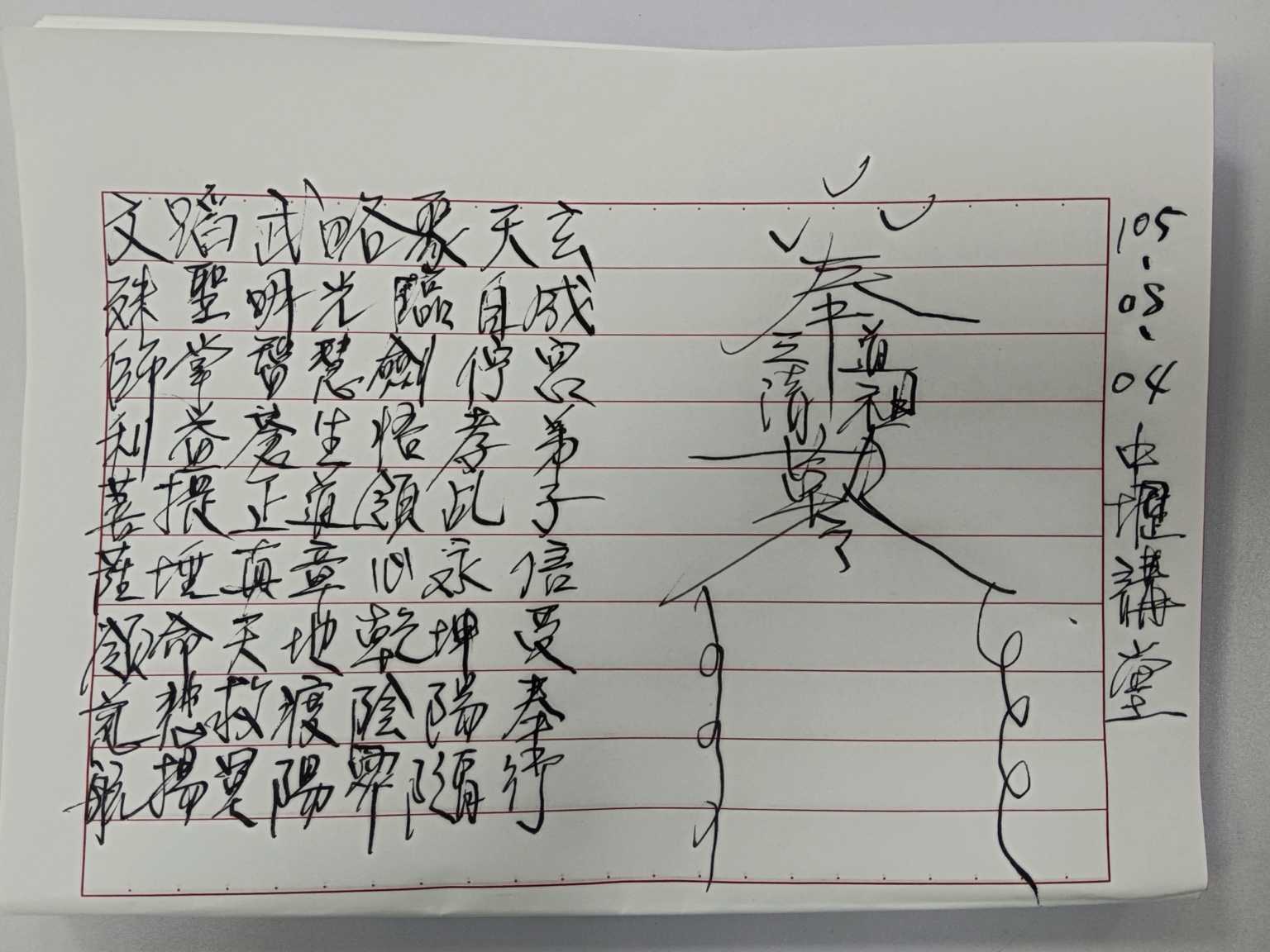 玄成宮三清道祖藏頭詩,第3組:文殊師利菩薩,手稿原件